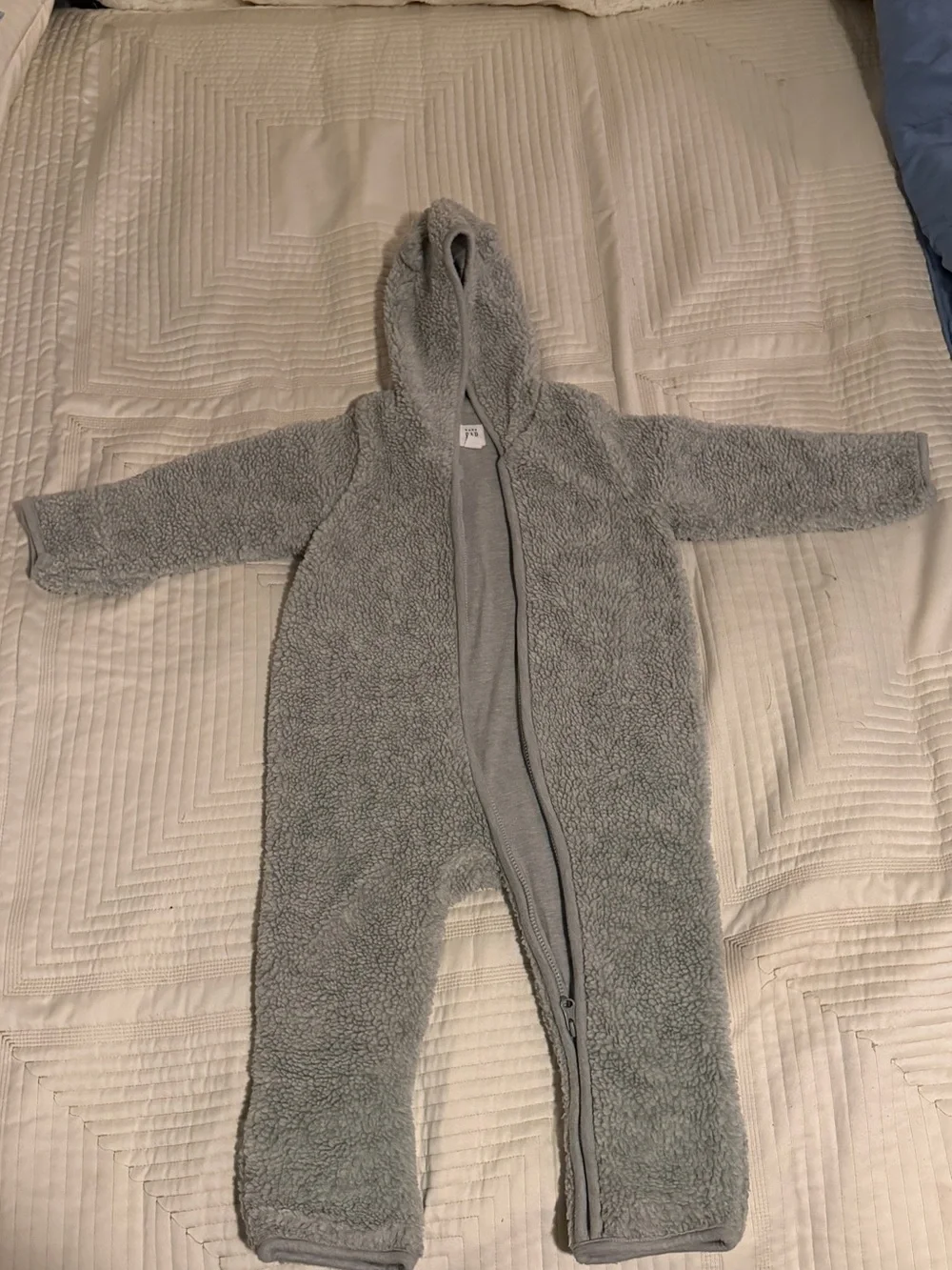 GAP Gray Hooded Sherpa One-Piece Footie